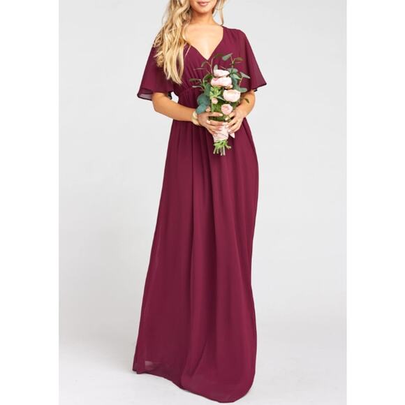 NWT Show Me Your Mumu Emily Empire Maxi Dress in Merlot Chiffon